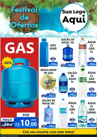 Modelo de Encarte para Encarte A4 Vertical com o tema Festival de Ofertas - Inverno para Água e gás