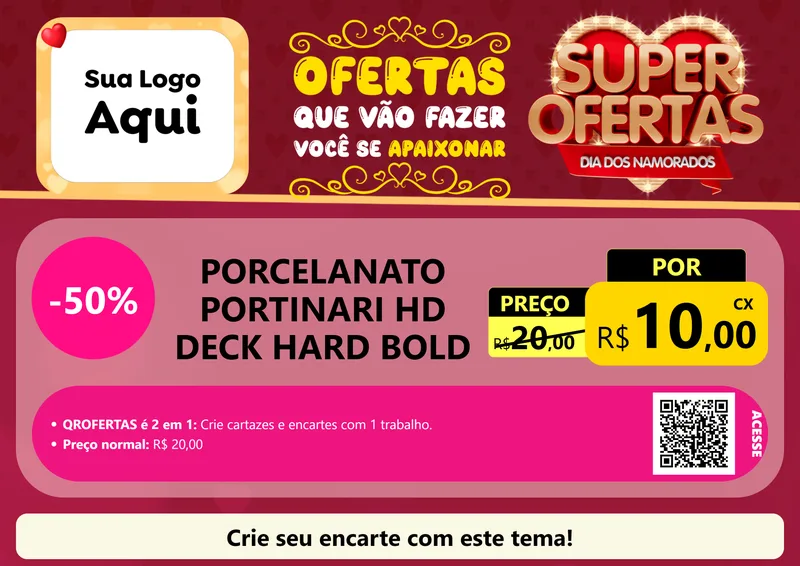 Modelo de Cartaz para Cartaz A4 Horizontal com o tema Dia dos Namorados para Pisos e revestimentos