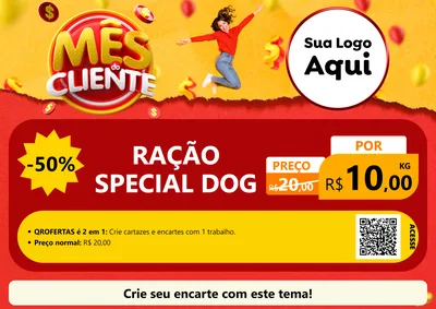 Modelo de Cartaz para Cartaz A4 Horizontal com o tema Mês do Cliente para Pet Shop