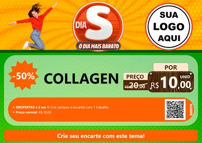 Modelo de Cartaz para Cartaz A4 Horizontal com o tema Dia S - O Dia Mais Barato para Suplementos alimentares