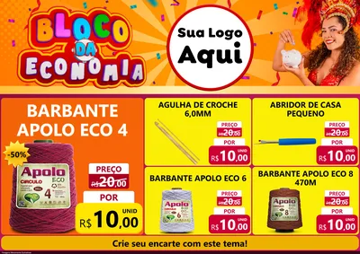 Modelo de Encarte para Encarte A4 Horizontal com o tema Bloco da Economia para Armarinho e Aviamentos