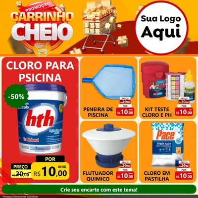 Modelo de Rede Social para Feed Facebook com o tema Promoção carrinho cheio para Produtos para Piscina