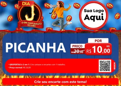 Modelo de Cartaz para Cartaz A4 Horizontal com o tema Dia J - O Dia Mais Barato Do Mês para Açougue