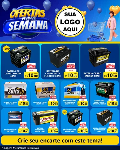 Modelo de Rede Social para Feed Instagram com o tema Ofertas de Fim de Semana para Baterias Elétricas