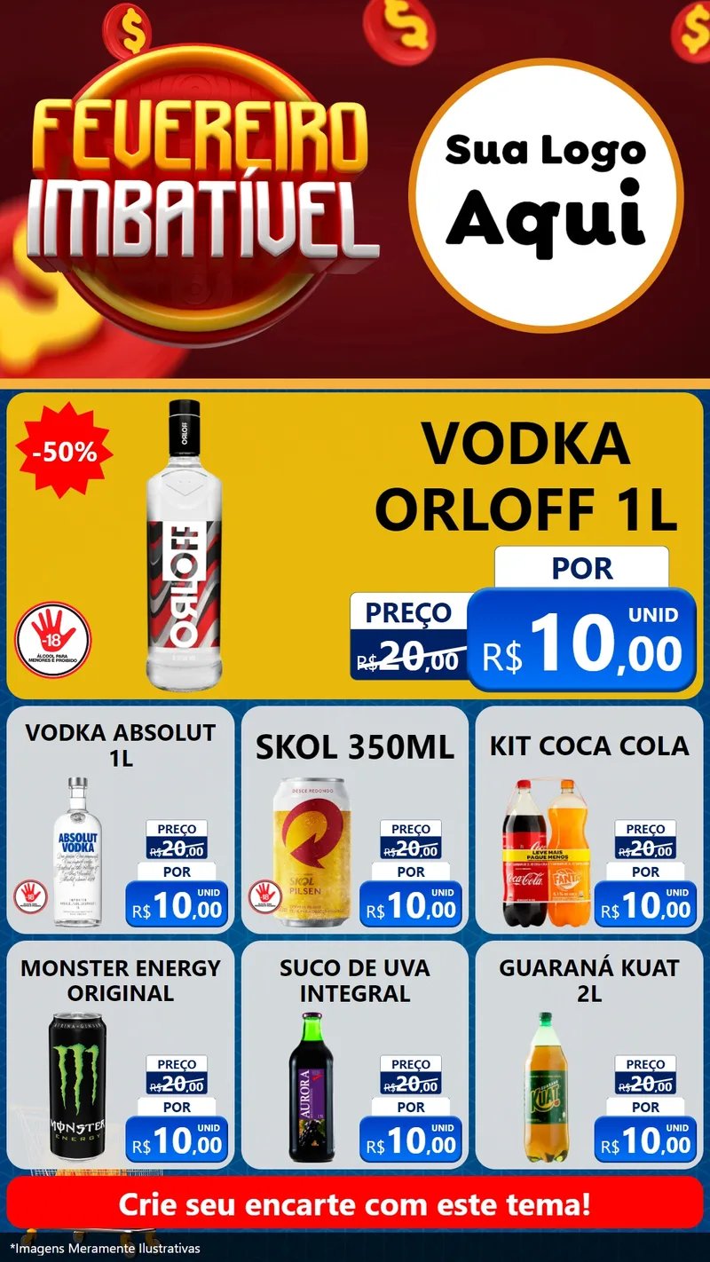 Modelo de Rede Social para Stories com o tema Fevereiro Imbatível para Distribuidora de bebidas