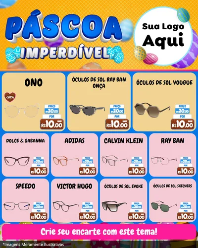 Modelo de Rede Social para Feed Instagram com o tema Páscoa Imperdível para Óticas