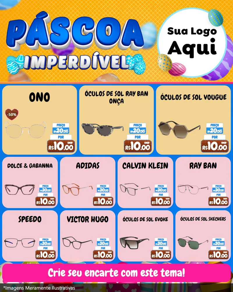 Modelo de Rede Social para Feed Instagram com o tema Páscoa Imperdível para Óticas