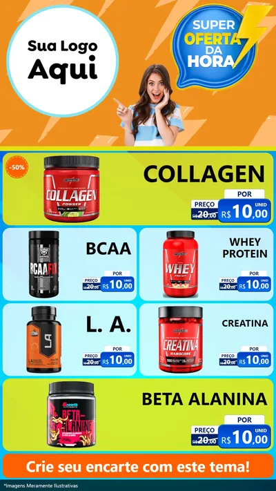Modelo de TV para TV Vertical com o tema Super Oferta da Hora para Suplementos alimentares