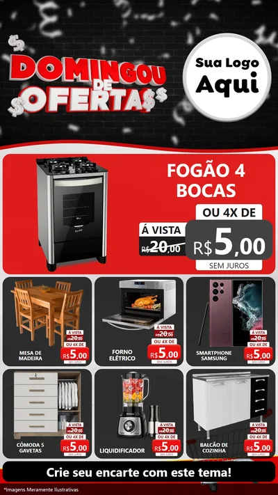 Modelo de Rede Social para Stories com o tema Domingou de Ofertas para Móveis e Eletro