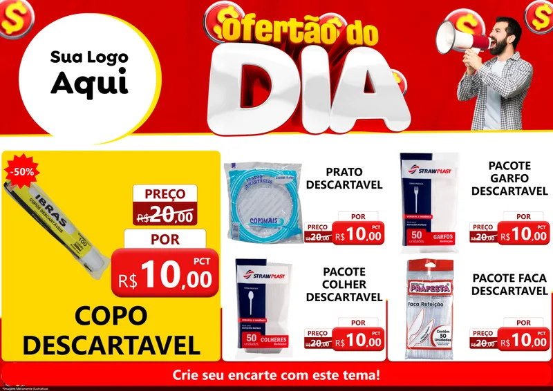 Modelo de Encarte para Encarte A4 Horizontal com o tema Ofertão do dia para Embalagens