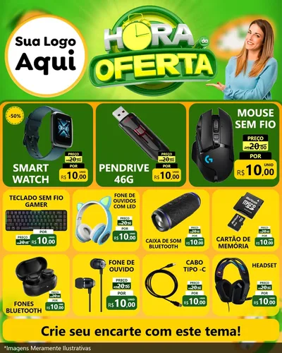 Modelo de Rede Social para Feed Instagram com o tema Hora da Oferta para Informática