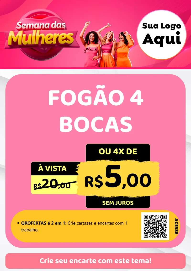 Modelo de Cartaz para Cartaz A4 Vertical com o tema Semana das Mulheres para Móveis e Eletro