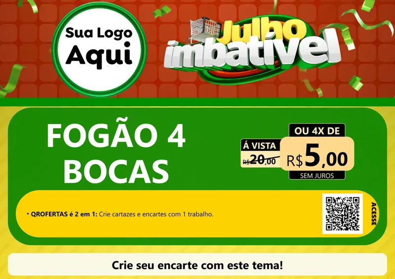 Modelo de Cartaz para Cartaz A4 Horizontal com o tema Julho Imbatível para Móveis e Eletro
