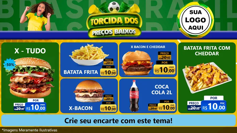 Modelo de TV para TV Horizontal com o tema Torcida dos Preços Baixos para Hamburgueria