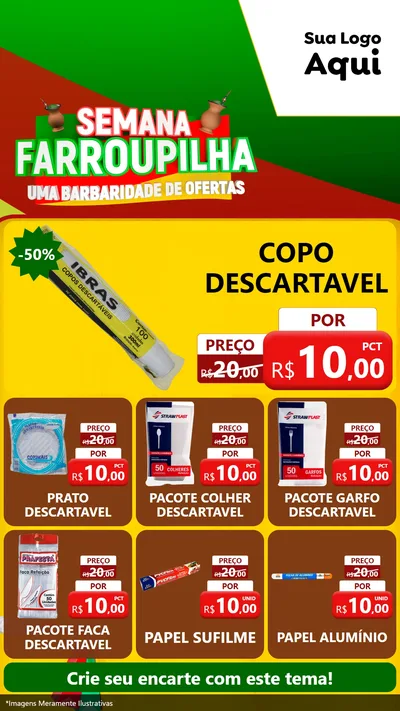 Modelo de Rede Social para Stories com o tema Semana Farroupilha - Uma Barbaridade de Ofertas para Embalagens