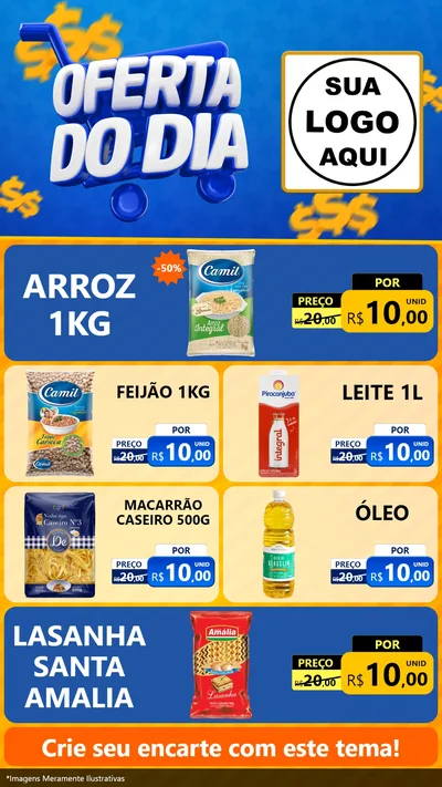 Modelo de TV para TV Vertical com o tema Oferta do Dia para Supermercado