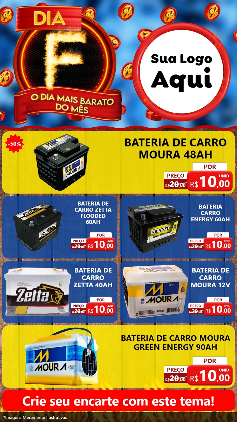 Modelo de TV para TV Vertical com o tema Dia F - O Dia Mais Barato Do Mês para Baterias Elétricas