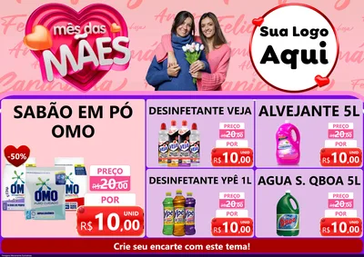 Modelo de Encarte para Encarte A4 Horizontal com o tema Mês Das Mães para Produtos de Limpeza