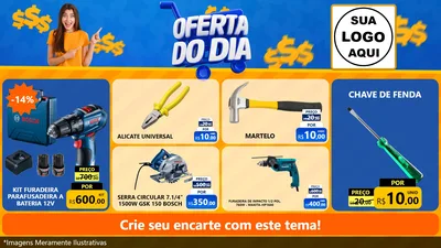 Modelo de TV para TV Horizontal com o tema Oferta do Dia para Maquinas e Ferramentas
