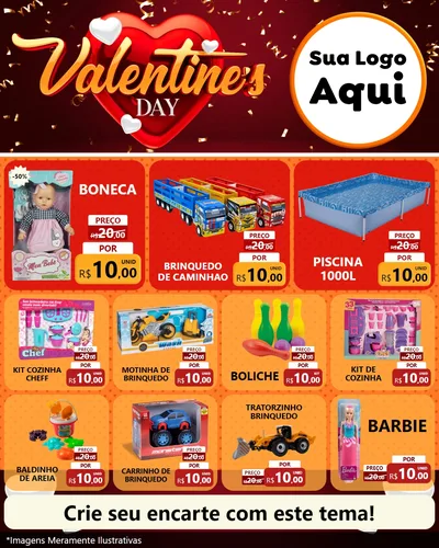 Modelo de Rede Social para Feed Instagram com o tema Valentine's Day para Brinquedos
