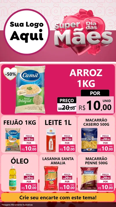 Modelo de Rede Social para Stories com o tema Super Dia Das Mães para Supermercado