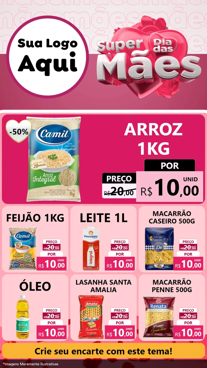 Modelo de Rede Social para Stories com o tema Super Dia Das Mães para Supermercado