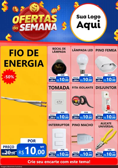 Modelo de Encarte para Encarte A4 Vertical com o tema Ofertas Da Semana para Materiais Elétricos