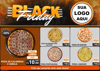 Modelo de Encarte para Encarte A4 Horizontal com o tema Black Friday para Pizzaria