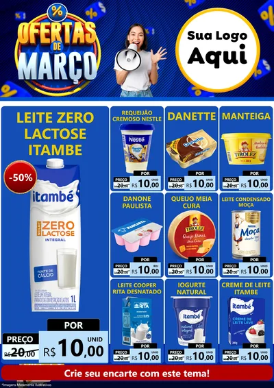 Modelo de Encarte para Encarte A4 Vertical com o tema Ofertas de Março para Frios e Laticínios