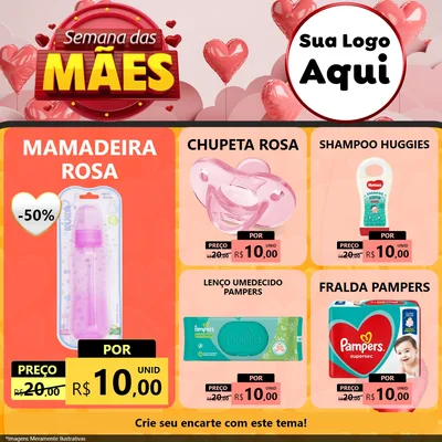 Modelo de Rede Social para Feed Facebook com o tema Semana das Mães para Bebês