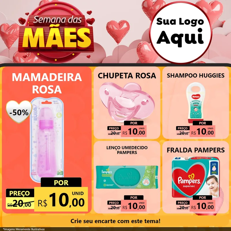 Modelo de Rede Social para Feed Facebook com o tema Semana das Mães para Bebês