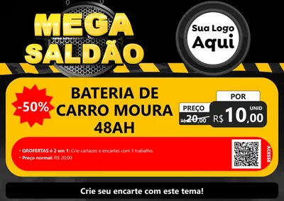 Modelo de Cartaz para Cartaz A4 Horizontal com o tema Mega Saldão para Baterias Elétricas