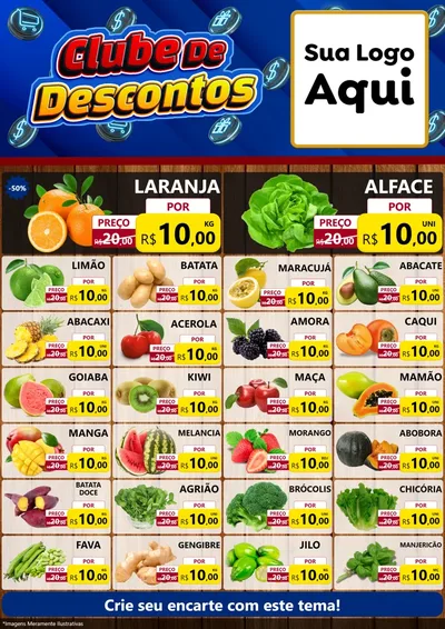 Modelo de Encarte para Encarte A4 Vertical com o tema Clube de Descontos para Hortifrúti