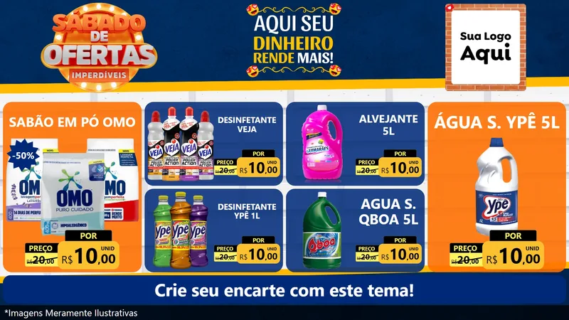 Modelo de TV para TV Horizontal com o tema Sábado de Ofertas Imperdíveis para Produtos de Limpeza