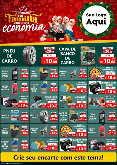 Modelo de Encarte para Encarte A4 Vertical com o tema Momento em Família (Natal) para Auto peças