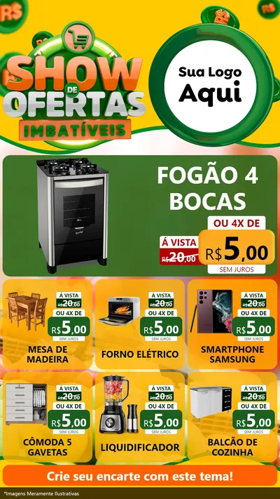 Modelo de Rede Social para Stories com o tema Show de Ofertas Imbatíveis para Móveis e Eletro