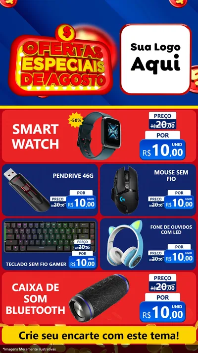 Modelo de TV para TV Vertical com o tema Ofertas Especiais de Agosto para Informática