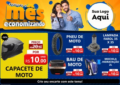Modelo de Encarte para Encarte A4 Horizontal com o tema Comece O Mês Economizando para Moto peças