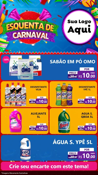 Modelo de TV para TV Vertical com o tema Esquenta de Carnaval para Produtos de Limpeza