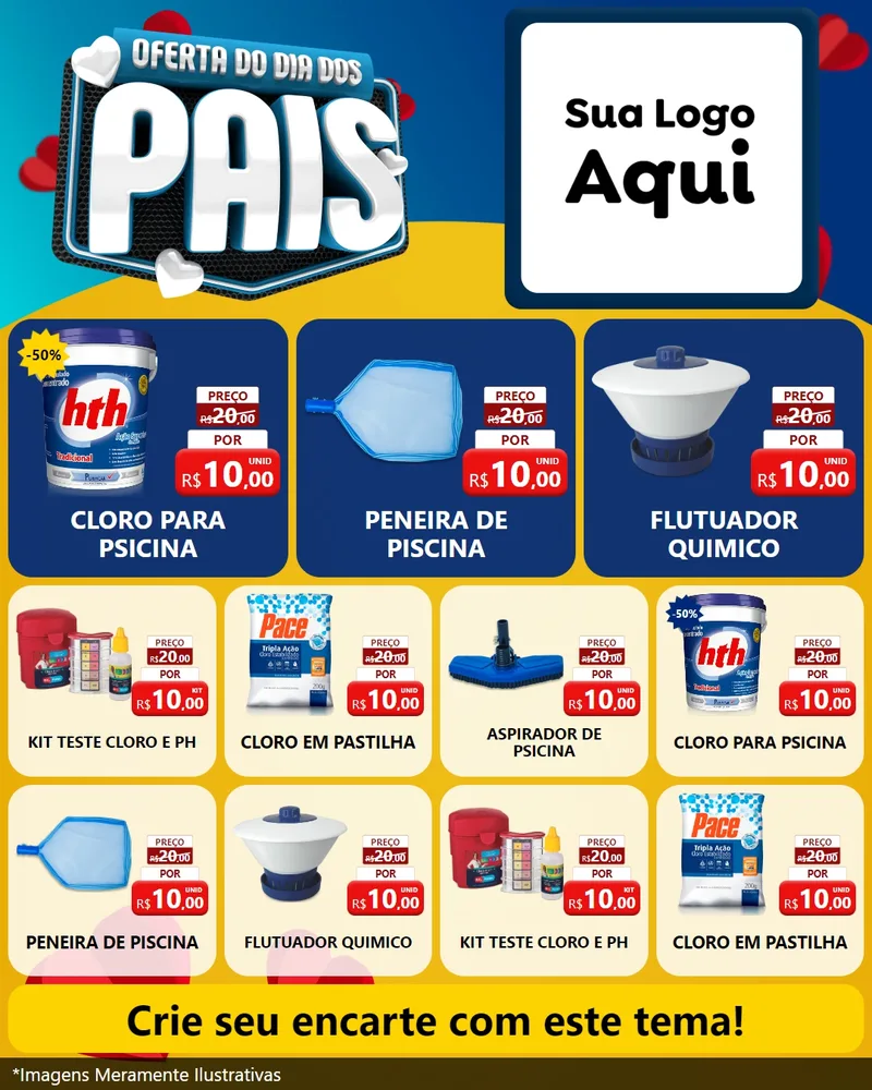 Modelo de Rede Social para Feed Instagram com o tema Oferta Do Dia Dos Pais para Produtos para Piscina