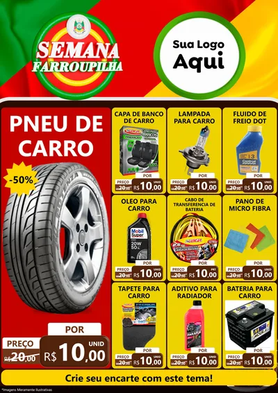 Modelo de Encarte para Encarte A4 Vertical com o tema Semana Farroupilha para Auto peças