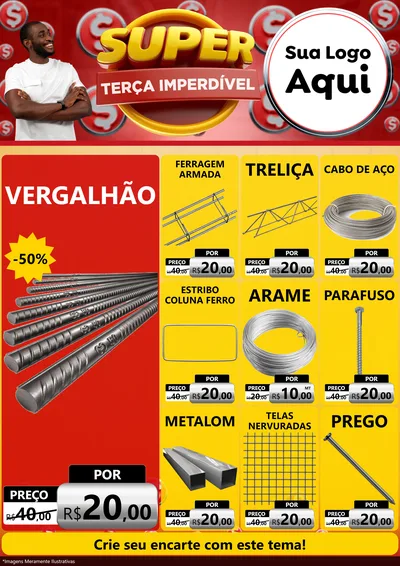 Modelo de Encarte para Encarte A4 Vertical com o tema Super Terça Imperdível para Ferragens