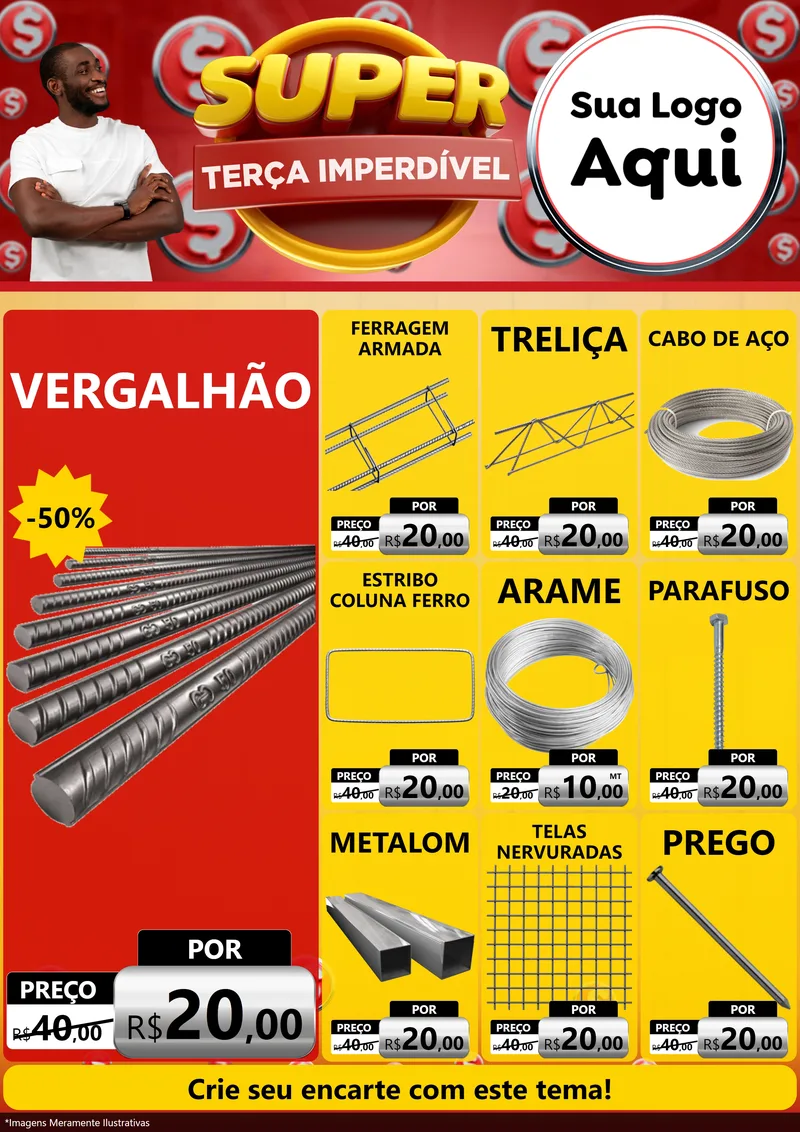 Modelo de Encarte para Encarte A4 Vertical com o tema Super Terça Imperdível para Ferragens