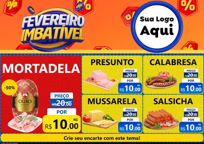 Modelo de Encarte para Encarte A4 Horizontal com o tema Fevereiro Imbatível para Frios e Laticínios