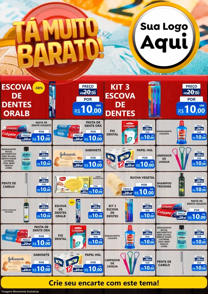 Modelo de Encarte para Encarte A4 Vertical com o tema Está Muito Barato para Higiene Pessoal