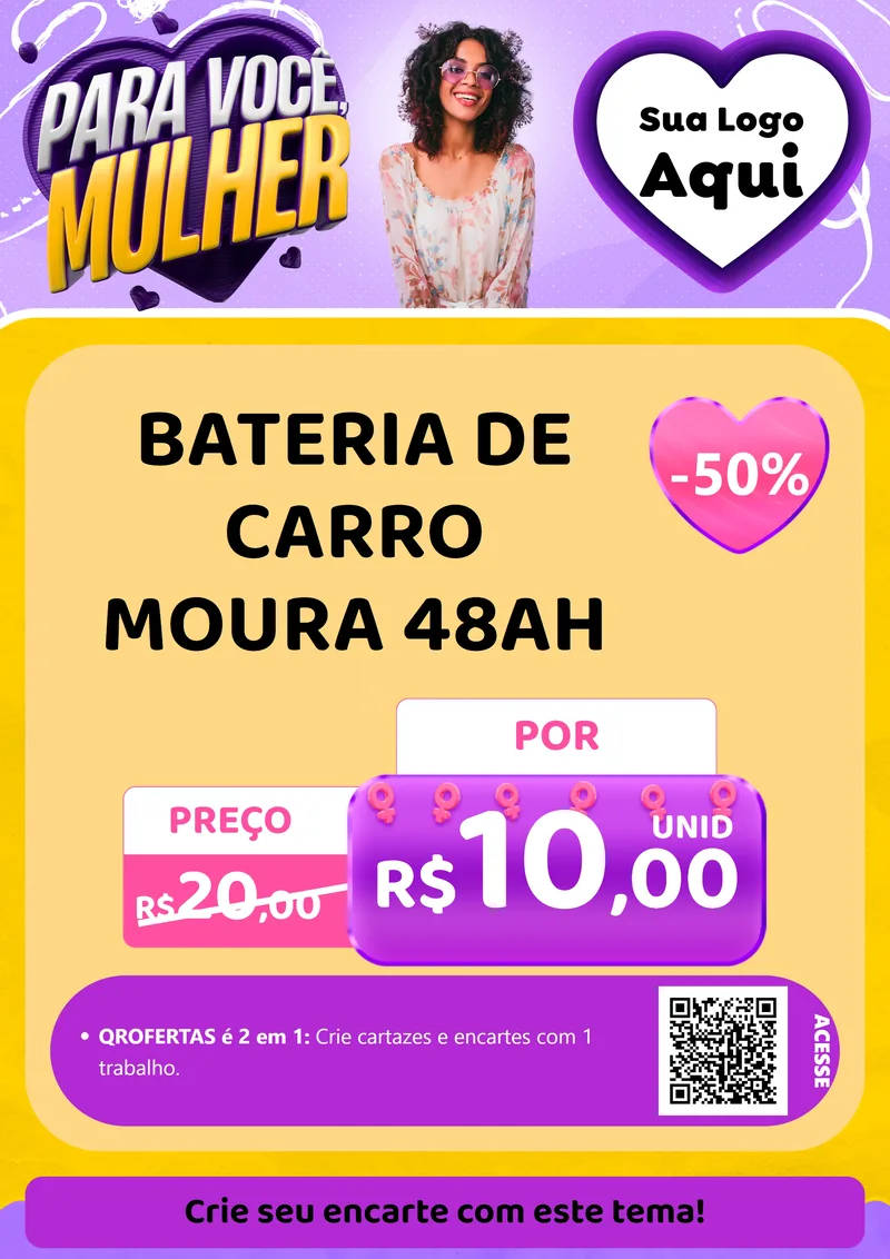 Modelo de Cartaz para Cartaz A4 Vertical com o tema Para Você, Mulher para Baterias Elétricas