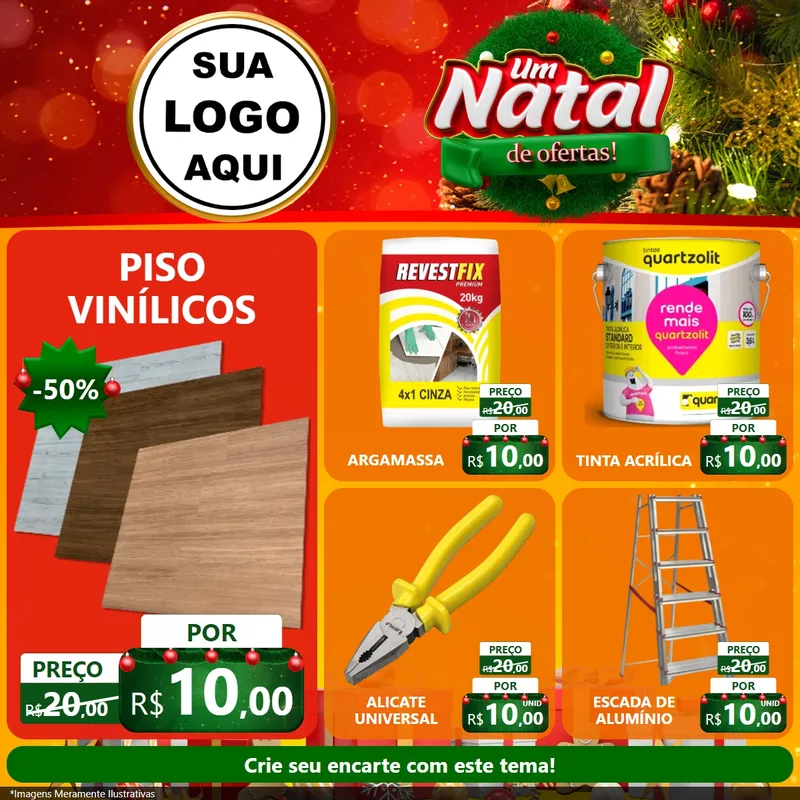Modelo de Rede Social para Feed Facebook com o tema Um Natal de Ofertas para Material para Construção