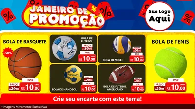 Modelo de TV para TV Horizontal com o tema Janeiro de Promoção para Artigos Esportivos