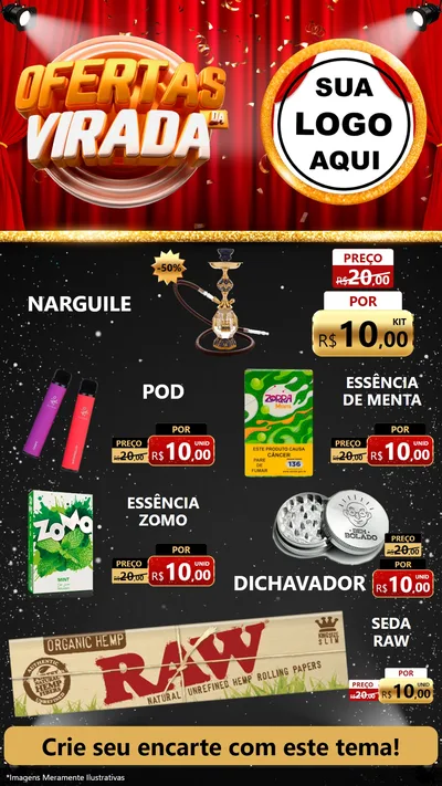 Modelo de TV para TV Vertical com o tema Ofertas da Virada para Tabacaria