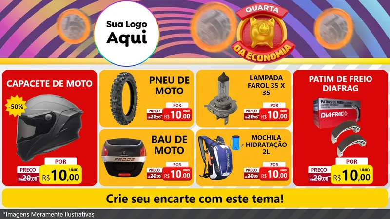 Modelo de TV para TV Horizontal com o tema Quarta da Economia para Moto peças